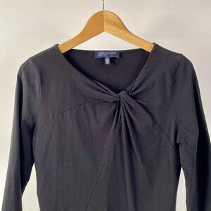 Jones New York Stretch Top With Twist Knot Neckline, Black, Size M